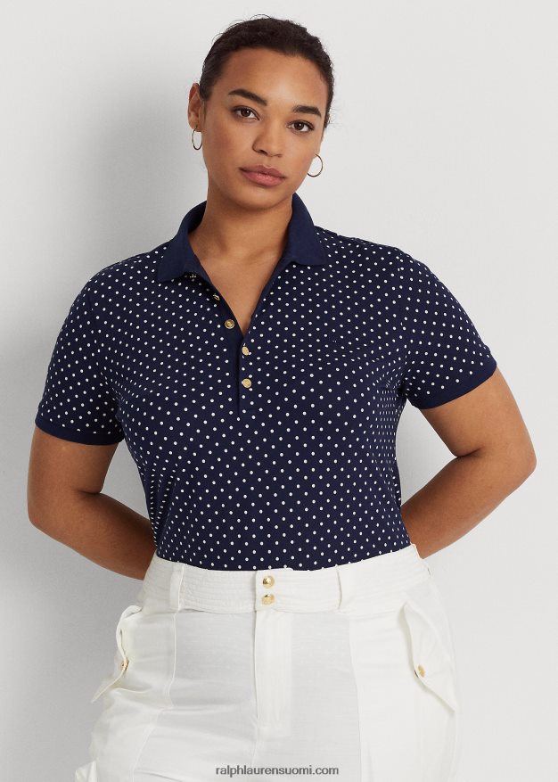 Ralph Lauren naiset pilkullinen pikee poolopaita 0Z24ZR4623 laivastonsininen/kerma