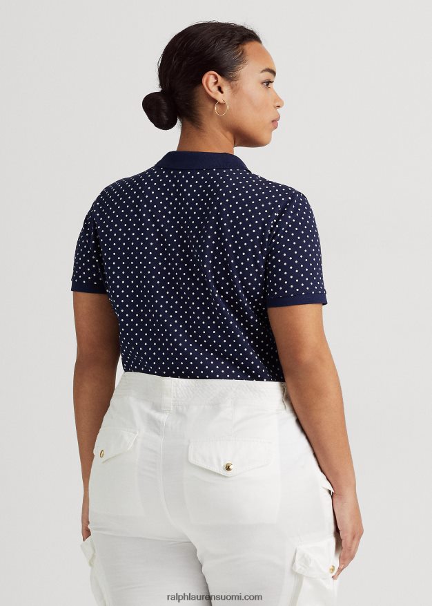 Ralph Lauren naiset pilkullinen pikee poolopaita 0Z24ZR4623 laivastonsininen/kerma