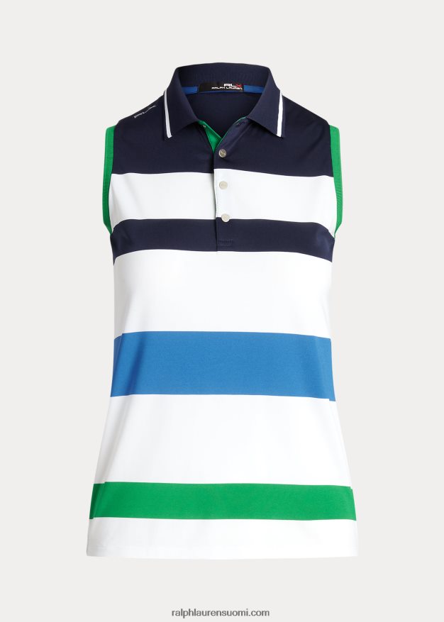 Ralph Lauren naiset räätälöity hihaton pikeepaita 0Z24ZR3704 valkoinen/laivasto/kuninkaallinen kylpylä