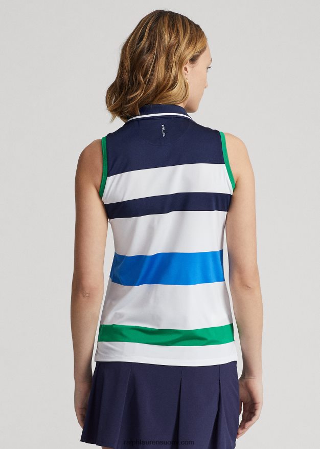 Ralph Lauren naiset räätälöity hihaton pikeepaita 0Z24ZR3704 valkoinen/laivasto/kuninkaallinen kylpylä