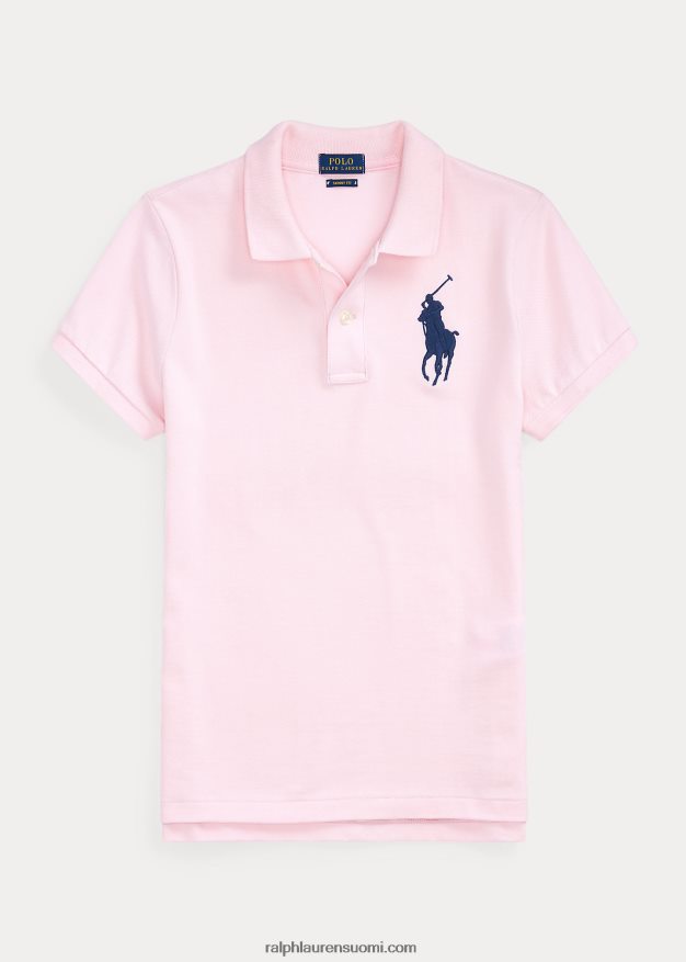 Ralph Lauren naiset skinny fit iso poni poolopaita 0Z24ZR4762 pinkki magenta