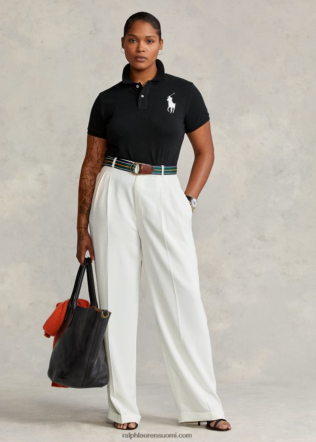 Ralph Lauren naiset skinny fit iso poni poolopaita 0Z24ZR4763 musta