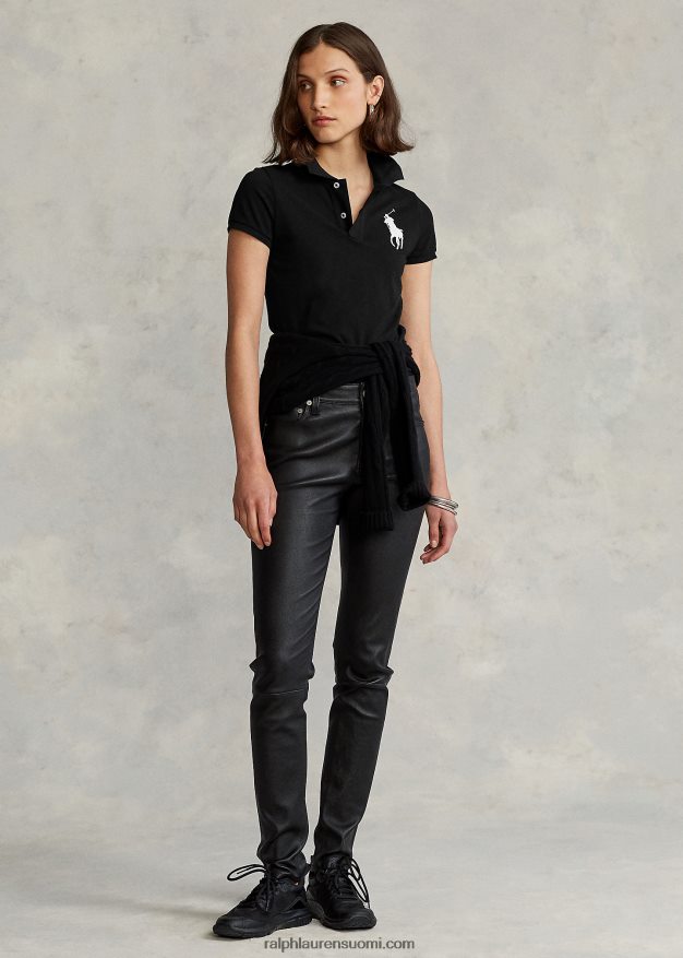 Ralph Lauren naiset skinny fit iso poni poolopaita 0Z24ZR4763 musta