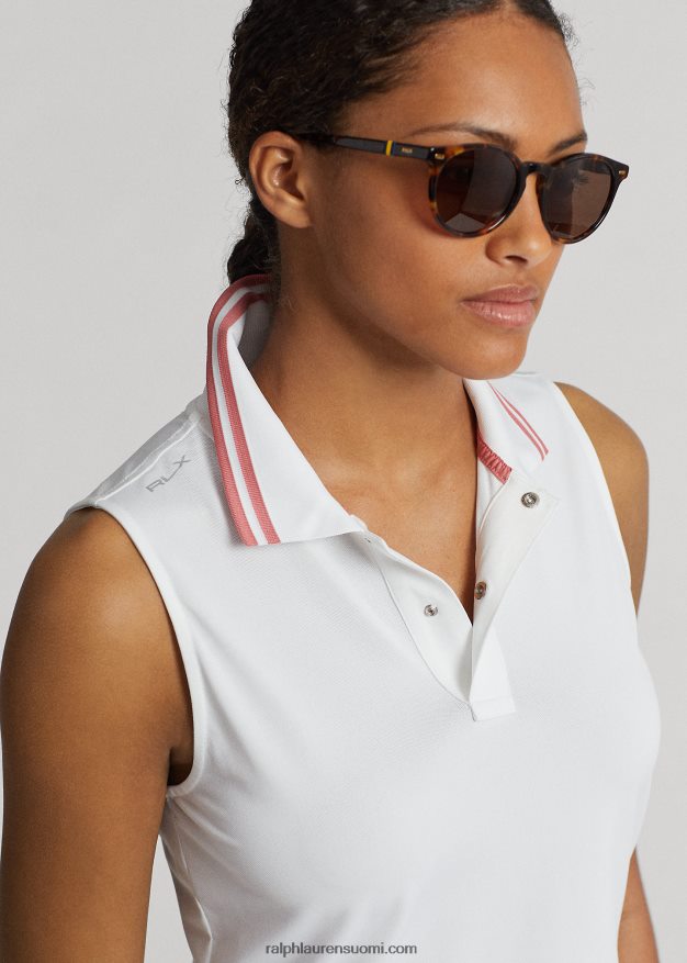 Ralph Lauren naiset stretch pikeä lyhennetty pikeepaita 0Z24ZR9398 keraaminen valkoinen/ruusu