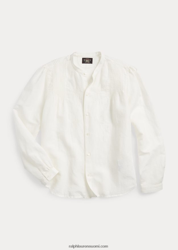 Ralph Lauren naiset brodeerattu pellava-puuvillapusero 0Z24ZR3615 antiikki valkoinen