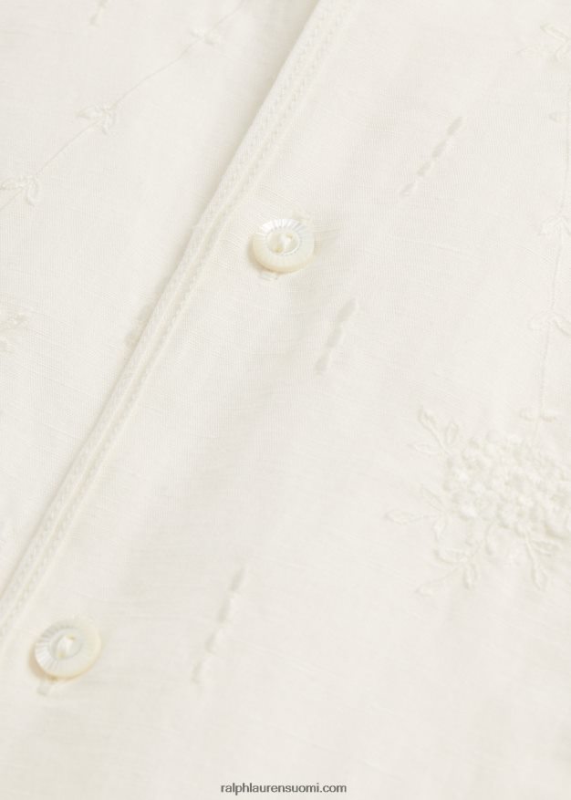Ralph Lauren naiset brodeerattu pellava-puuvillapusero 0Z24ZR3615 antiikki valkoinen