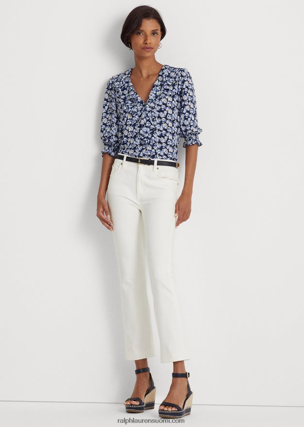 Ralph Lauren naiset kukkainen kreppipusero 0Z24ZR4064 sininen multi