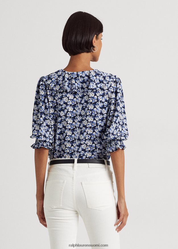 Ralph Lauren naiset kukkainen kreppipusero 0Z24ZR4064 sininen multi