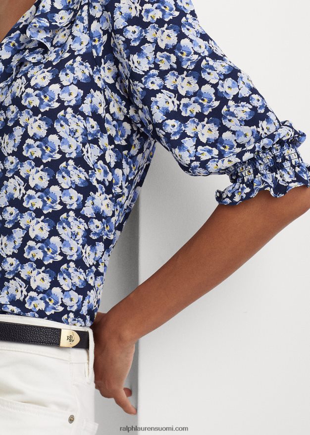 Ralph Lauren naiset kukkainen kreppipusero 0Z24ZR4411 sininen multi