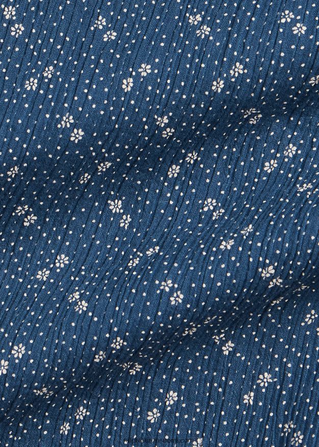 Ralph Lauren naiset kukkainen rypistetty puuvillavoilepusero 0Z24ZR3652 sininen