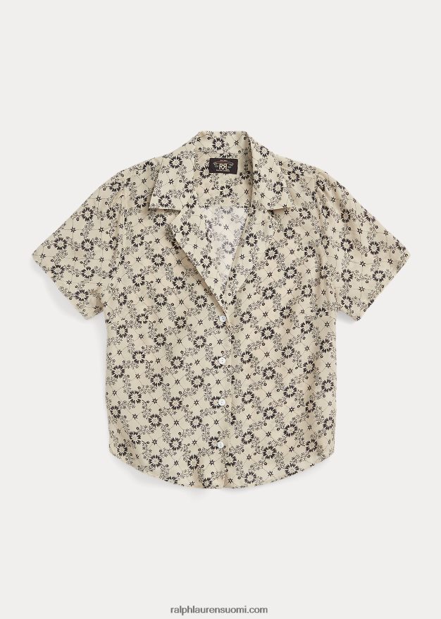 Ralph Lauren naiset kukkainen silkkikreppipusero 0Z24ZR3627 ekru/musta