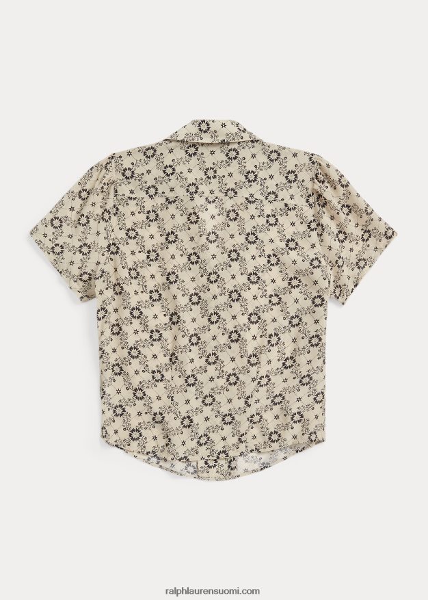 Ralph Lauren naiset kukkainen silkkikreppipusero 0Z24ZR3627 ekru/musta