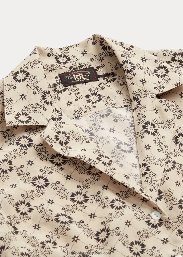 Ralph Lauren naiset kukkainen silkkikreppipusero 0Z24ZR3627 ekru/musta