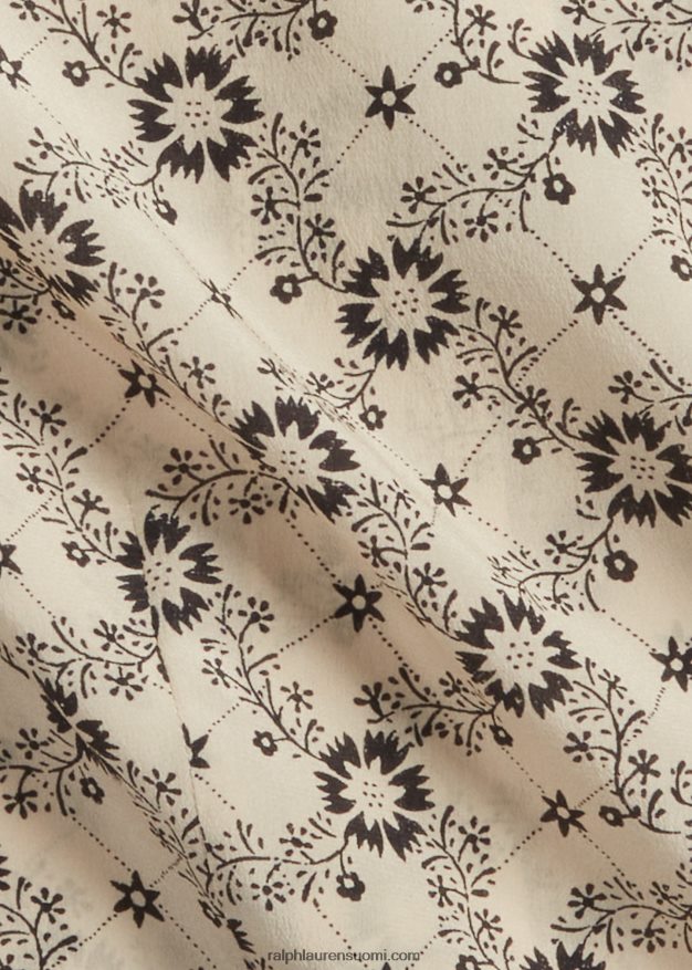 Ralph Lauren naiset kukkainen silkkikreppipusero 0Z24ZR3627 ekru/musta