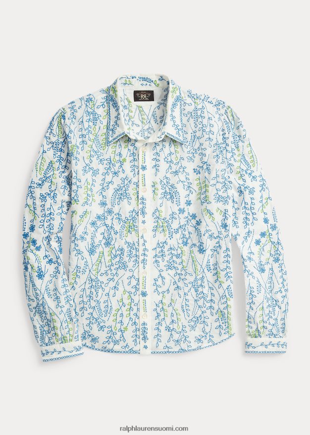 Ralph Lauren naiset kukkakirjailtu puuvillapusero 0Z24ZR3644 kerma/multi