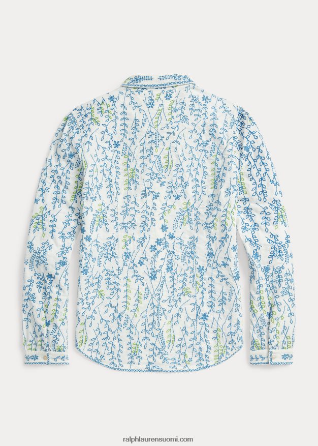 Ralph Lauren naiset kukkakirjailtu puuvillapusero 0Z24ZR3644 kerma/multi