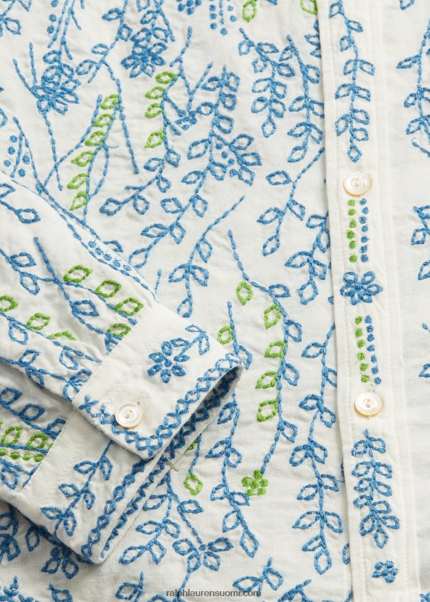 Ralph Lauren naiset kukkakirjailtu puuvillapusero 0Z24ZR3644 kerma/multi