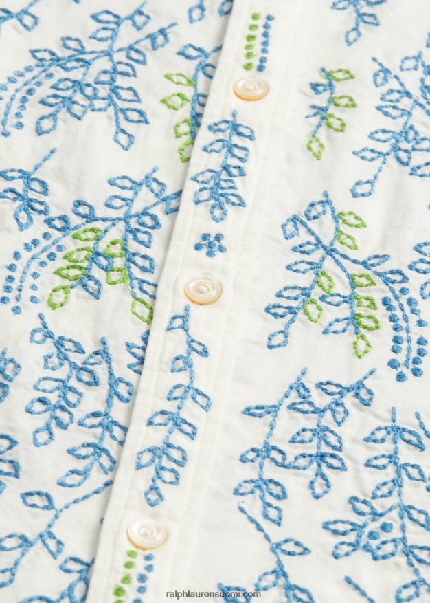 Ralph Lauren naiset kukkakirjailtu puuvillapusero 0Z24ZR3644 kerma/multi