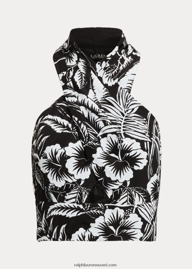 Ralph Lauren naiset kukkakreppileikkaus riimupusero 0Z24ZR3871 musta valkoinen