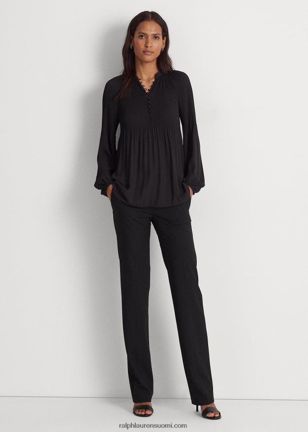 Ralph Lauren naiset laskostettu georgette-pusero 0Z24ZR4184 musta