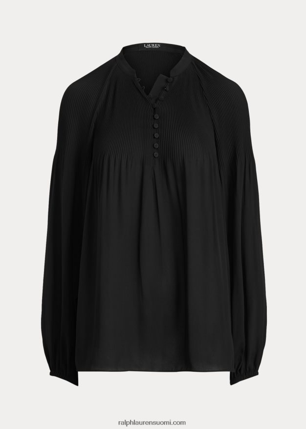 Ralph Lauren naiset laskostettu georgette-pusero 0Z24ZR4184 musta