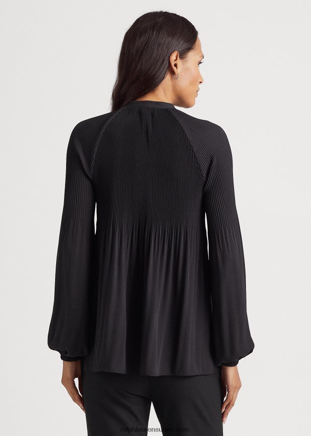 Ralph Lauren naiset laskostettu georgette-pusero 0Z24ZR4184 musta