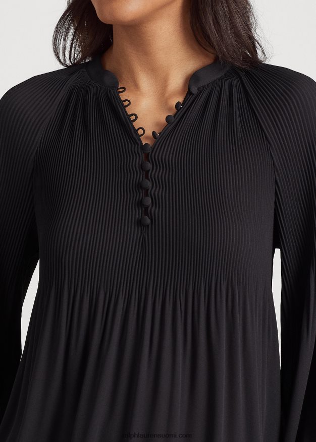 Ralph Lauren naiset laskostettu georgette-pusero 0Z24ZR4184 musta