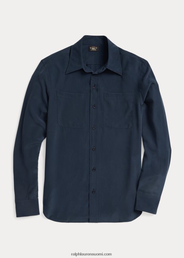 Ralph Lauren naiset silkkikreppipusero 0Z24ZR3662 laivasto