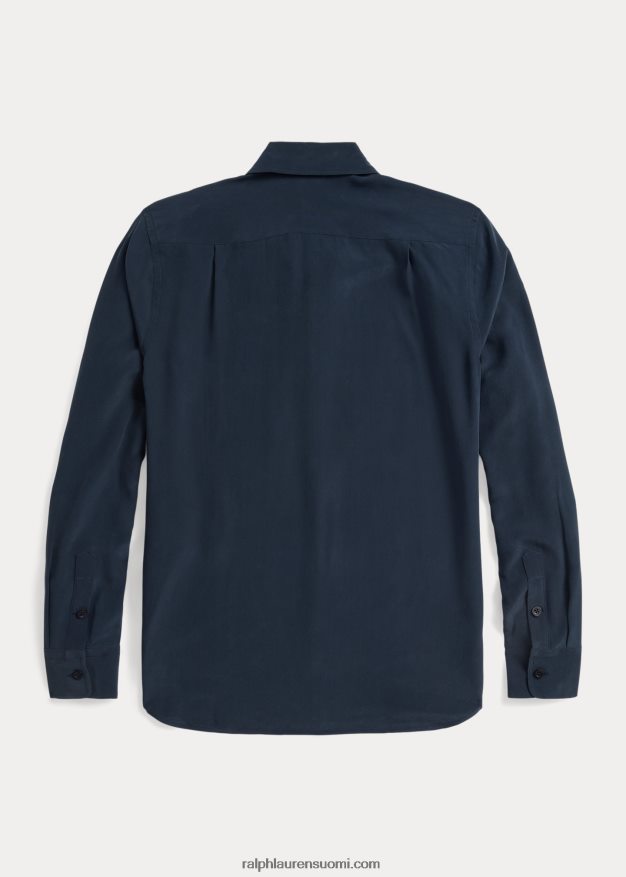 Ralph Lauren naiset silkkikreppipusero 0Z24ZR3662 laivasto