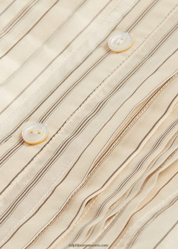 Ralph Lauren naiset silkkiraidallinen solmittava pusero 0Z24ZR3633 kerma/musta