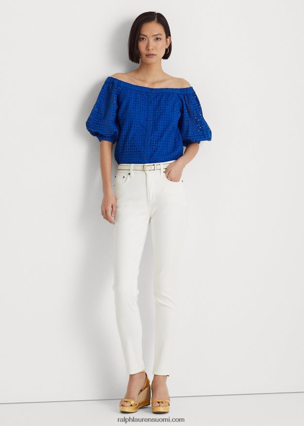 Ralph Lauren naiset silmukainen puuvillapusero 0Z24ZR3914 sininen saturn