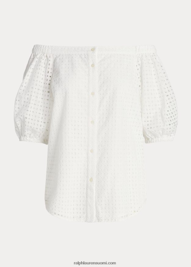 Ralph Lauren naiset silmukainen puuvillapusero 0Z24ZR3915 valkoinen