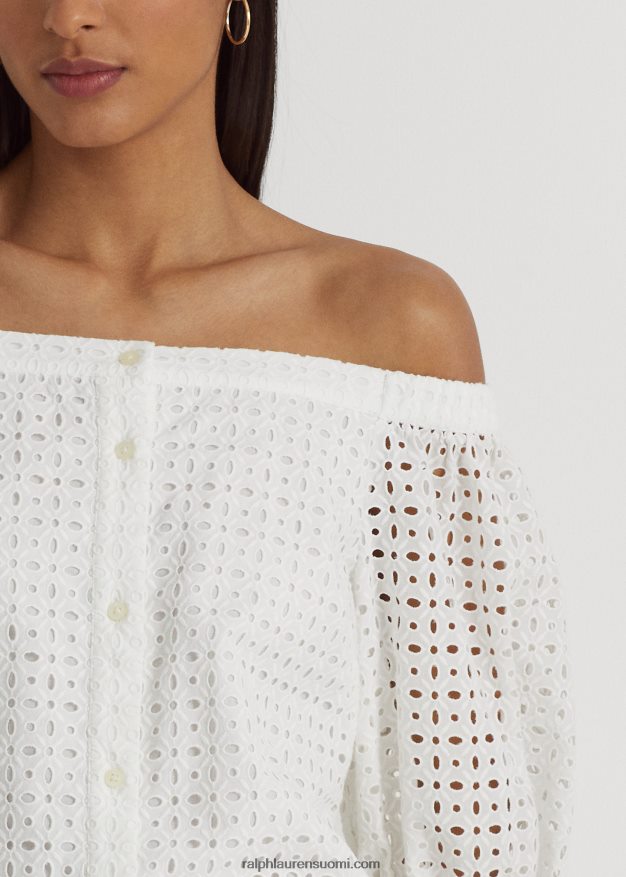 Ralph Lauren naiset silmukainen puuvillapusero 0Z24ZR3915 valkoinen