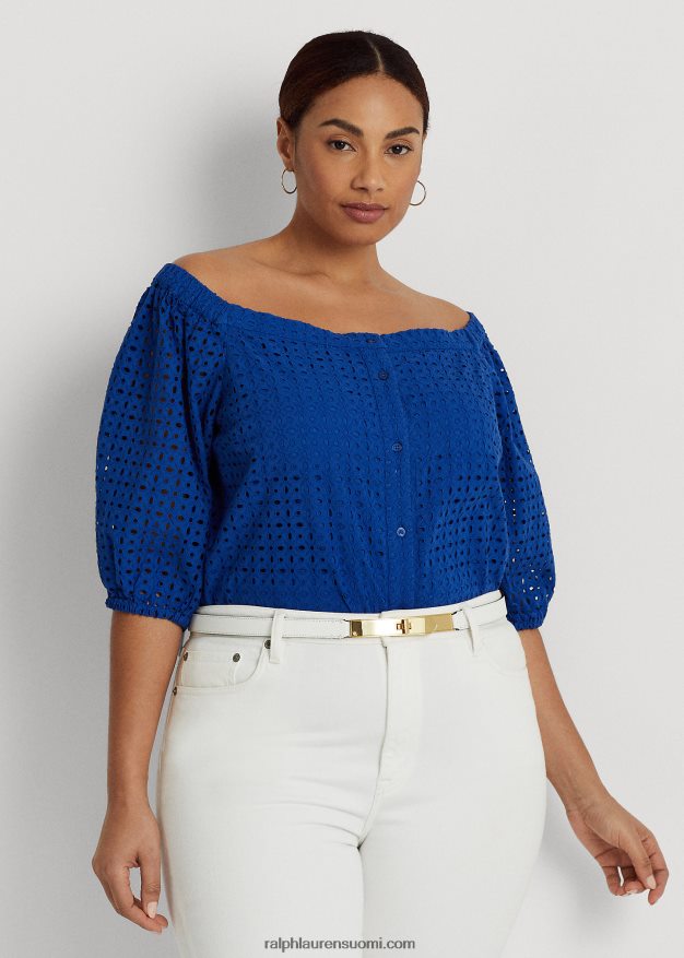 Ralph Lauren naiset silmukainen puuvillapusero 0Z24ZR4568 sininen saturn