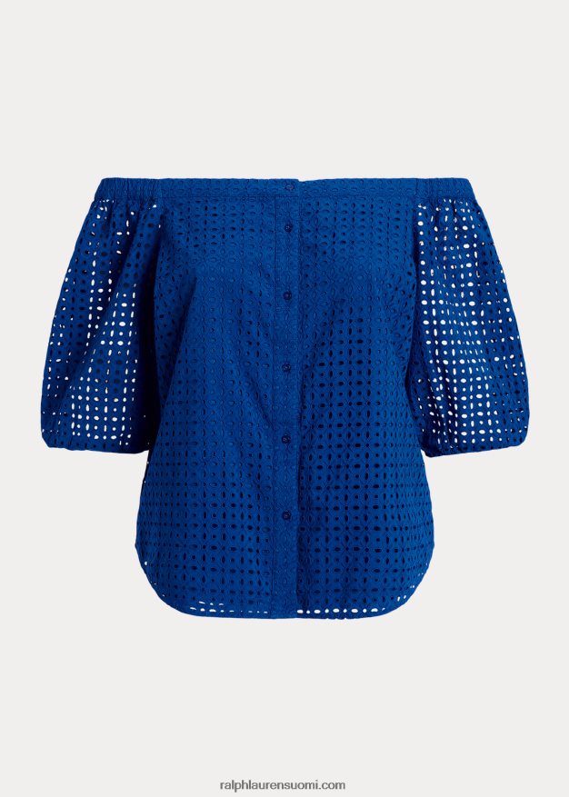 Ralph Lauren naiset silmukainen puuvillapusero 0Z24ZR4568 sininen saturn