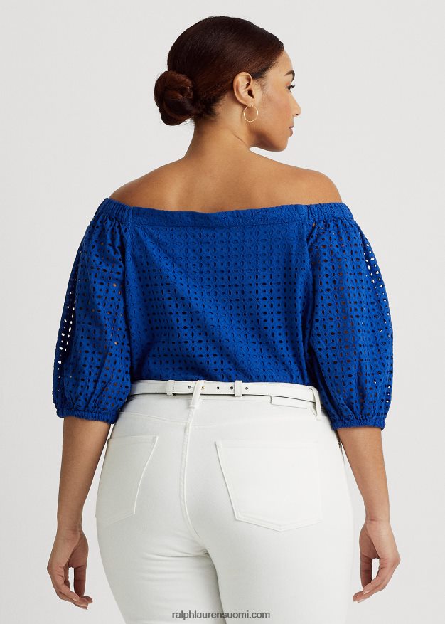 Ralph Lauren naiset silmukainen puuvillapusero 0Z24ZR4568 sininen saturn