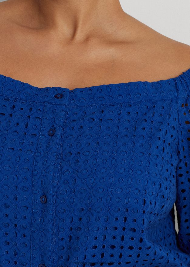 Ralph Lauren naiset silmukainen puuvillapusero 0Z24ZR4568 sininen saturn