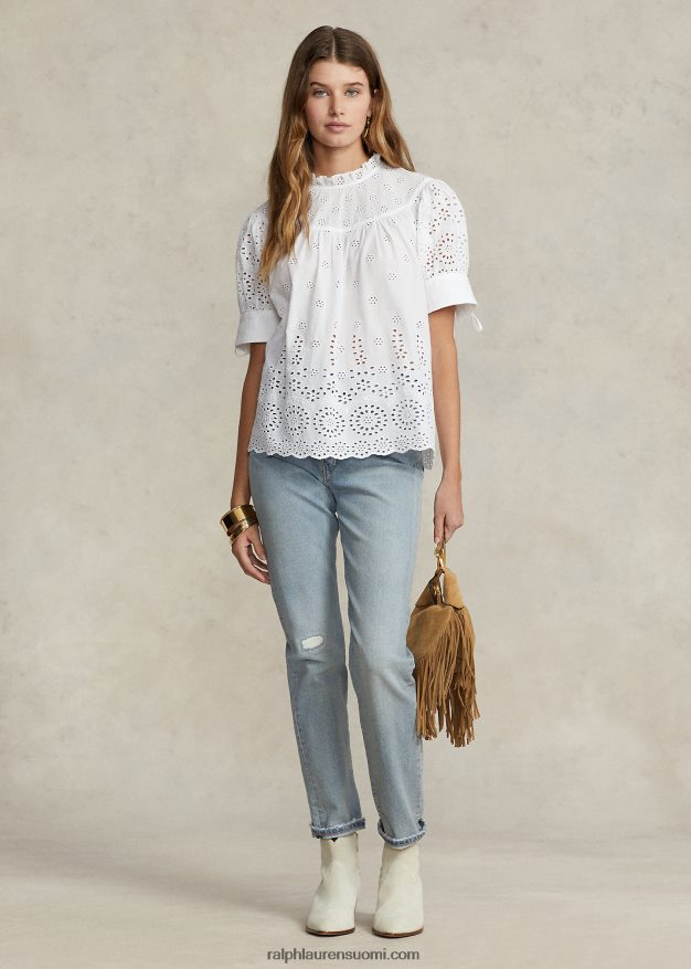 Ralph Lauren naiset brodeerattu puuvillapusero 0Z24ZR2968 valkoinen