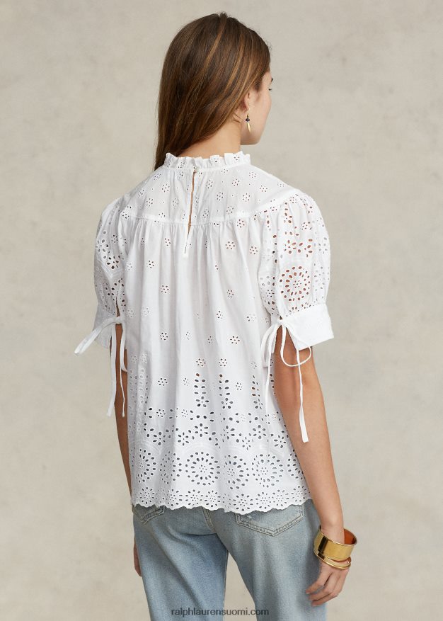 Ralph Lauren naiset brodeerattu puuvillapusero 0Z24ZR2968 valkoinen