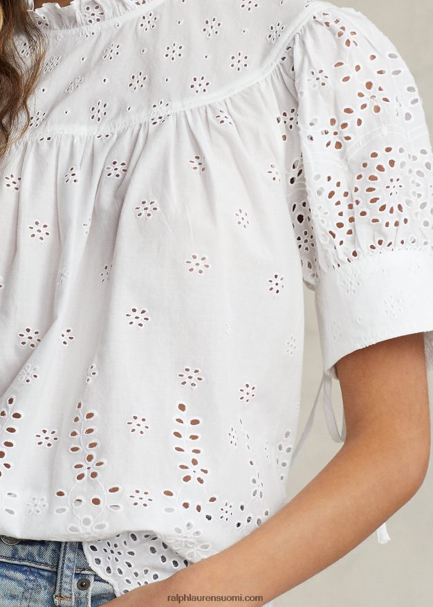 Ralph Lauren naiset brodeerattu puuvillapusero 0Z24ZR2968 valkoinen