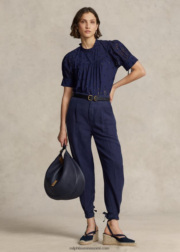 Ralph Lauren naiset brodeerattu puuvillapusero 0Z24ZR2969 newportin laivasto