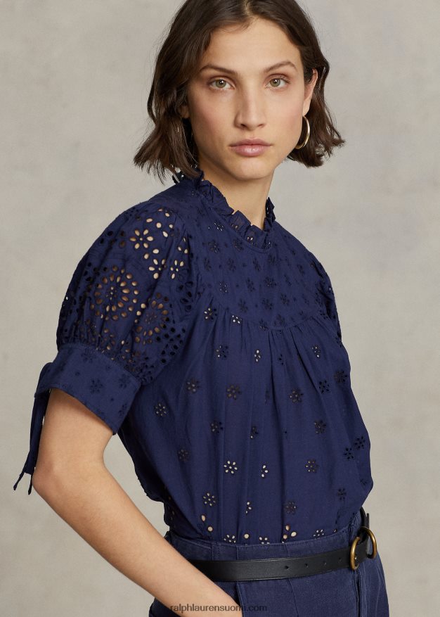 Ralph Lauren naiset brodeerattu puuvillapusero 0Z24ZR2969 newportin laivasto