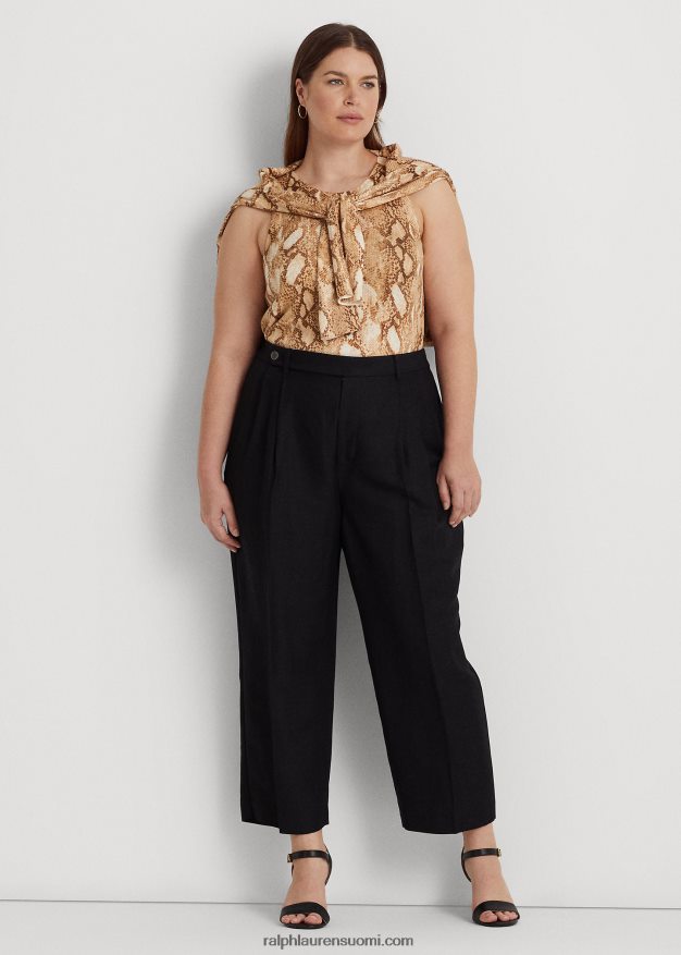 Ralph Lauren naiset käärmeennahkakuvioinen puuvillasekoitettu toppi 0Z24ZR4767 kerma multi