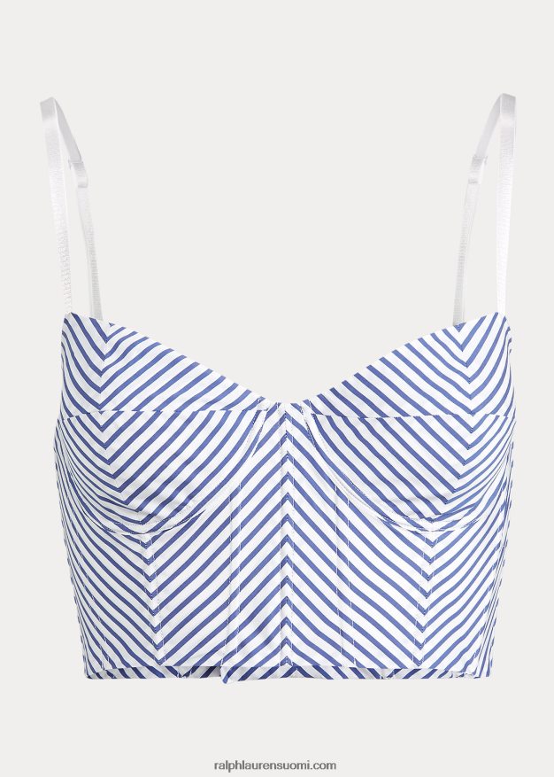 Ralph Lauren naiset raidallinen puuvillaleikkaus toppi 0Z24ZR3004
