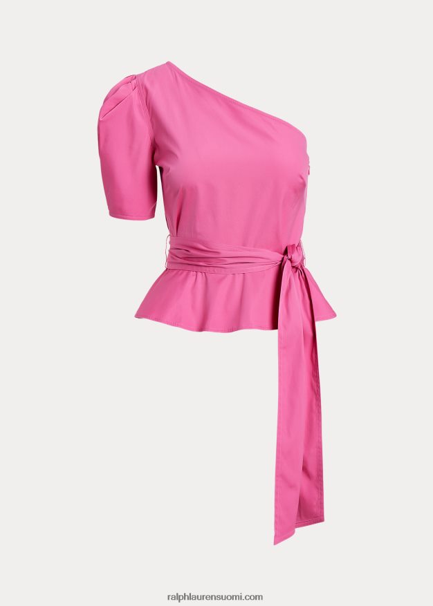 Ralph Lauren naiset vyöllinen yhden hartian puuvillainen toppi 0Z24ZR2995 kuuma fuschia