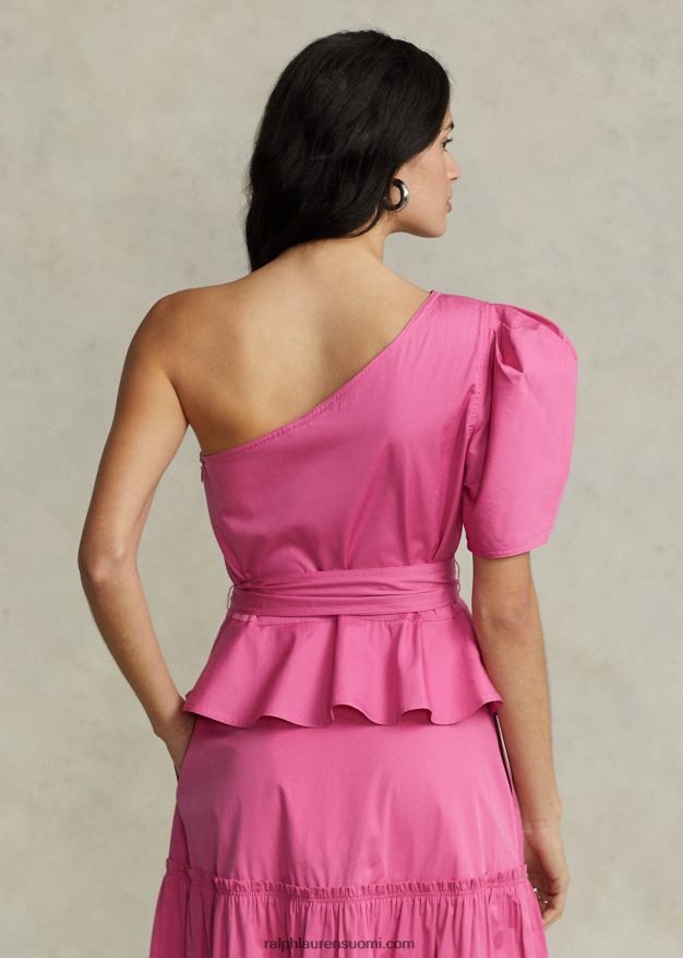 Ralph Lauren naiset vyöllinen yhden hartian puuvillainen toppi 0Z24ZR2995 kuuma fuschia