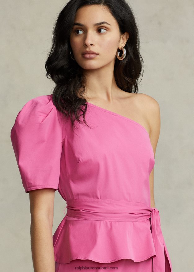 Ralph Lauren naiset vyöllinen yhden hartian puuvillainen toppi 0Z24ZR2995 kuuma fuschia