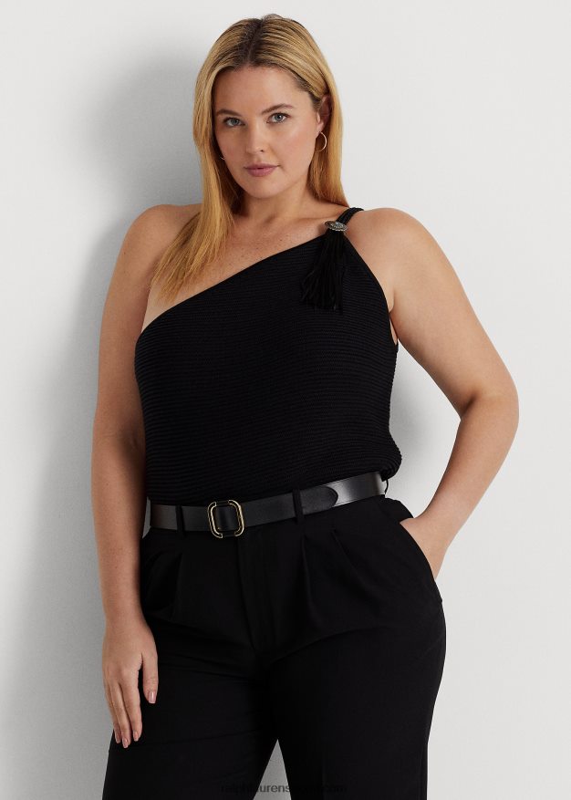 Ralph Lauren naiset yksiolkainen puuvillasekoitettu toppi 0Z24ZR4769 musta