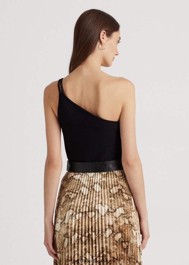 Ralph Lauren naiset yksiolkainen puuvillasekoitettu toppi 0Z24ZR9509 musta