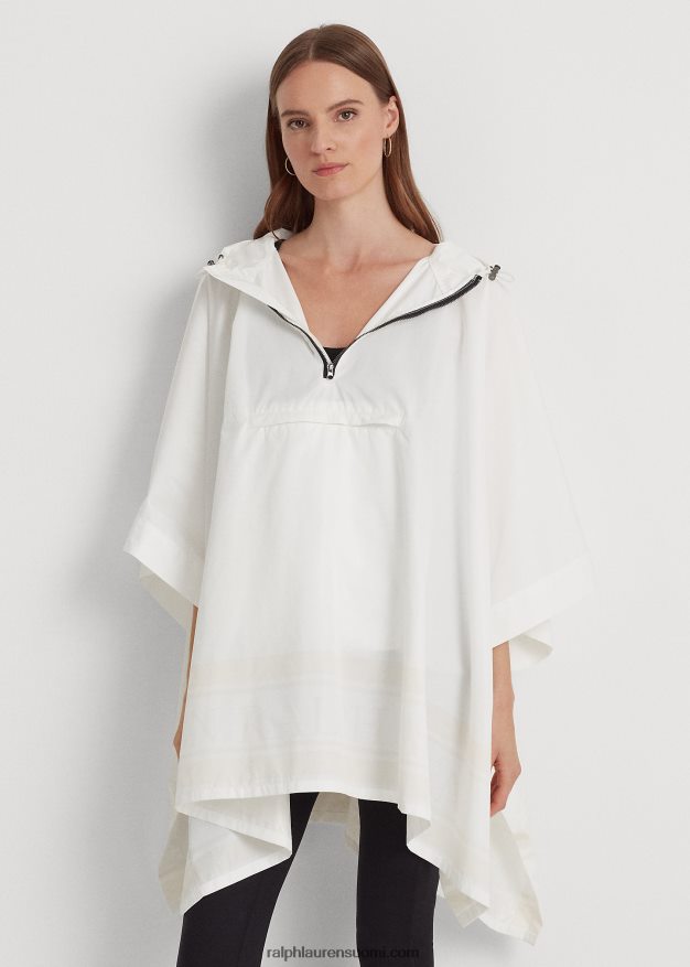 Ralph Lauren naiset logopainatus pakattava sadeponcho 0Z24ZR4119 silkin valkoinen